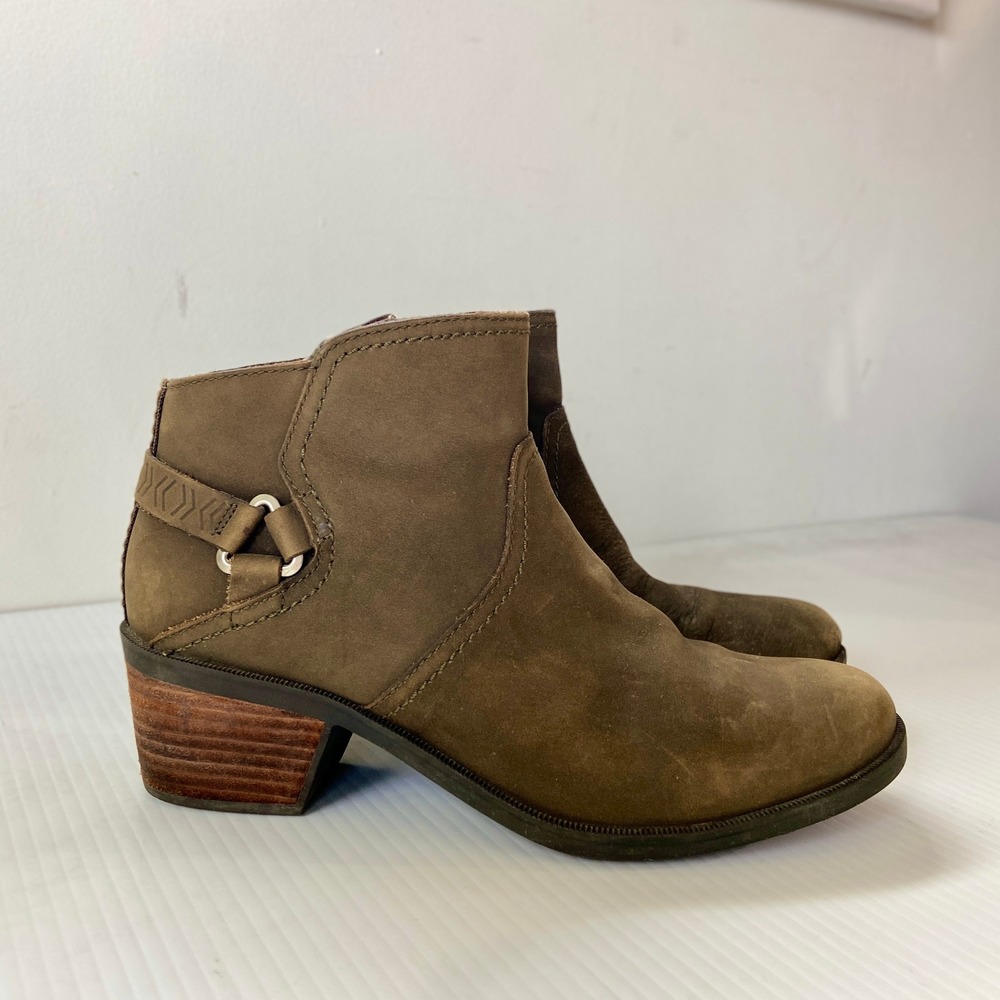 Teva Foxy Ankle Boot Olive Green Leather Womens 9